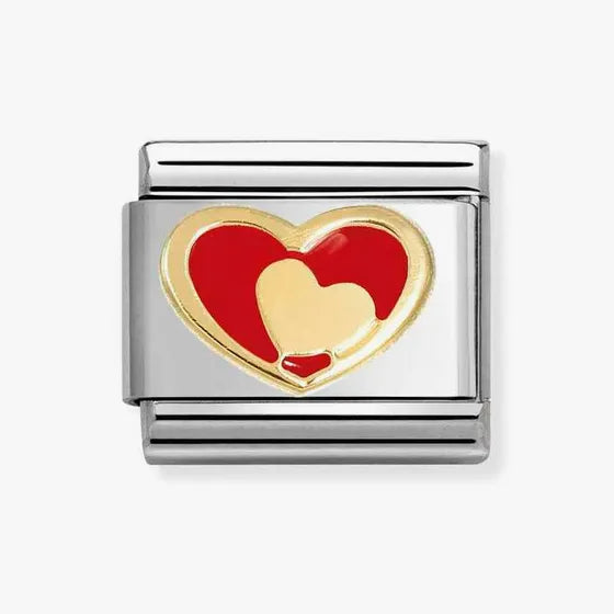 Composable Classic Link, Red Heart-Gold Heart Charm