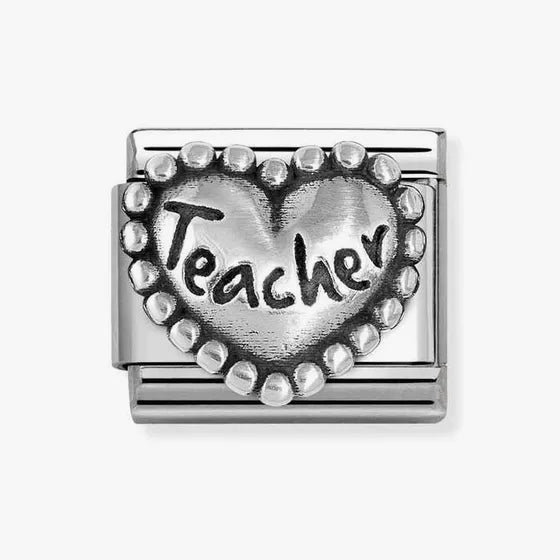 Nomination Composable Classic Link, TEACHER Heart, beaded setting Charm