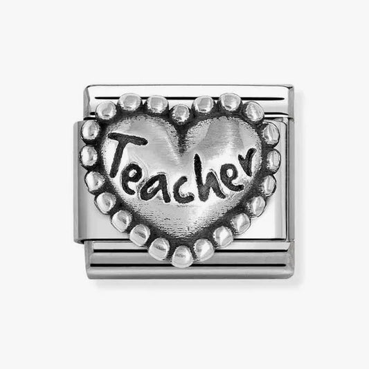 Nomination Composable Classic Link, TEACHER Heart, beaded setting Charm