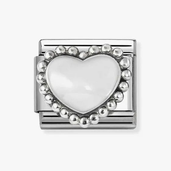 Nomination Classic Silver White Raised Heart Charm