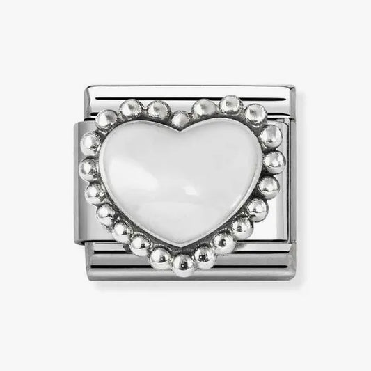 Nomination Classic Silver White Raised Heart Charm