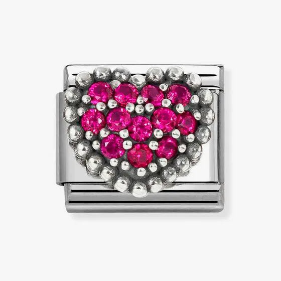 Nomination Classic Silver Dotted CZ Heart Charm