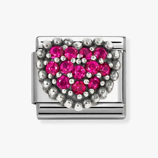 Nomination Classic Silver Dotted CZ Heart Charm