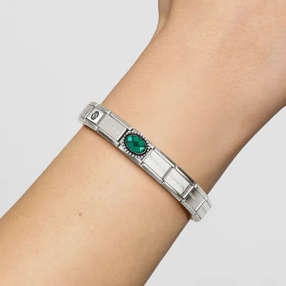 Composable Classic Link, Emerald Green CZ, Vintage Effect charm