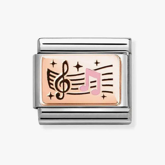 Nomination Classic Rose Gold Treble Clef & Beam Note Charm