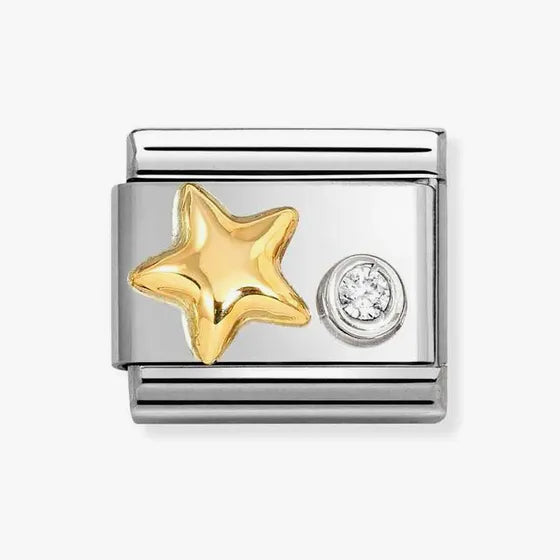 Composable Classic Nomination Link, Gold Star, CZ set in silver Charm