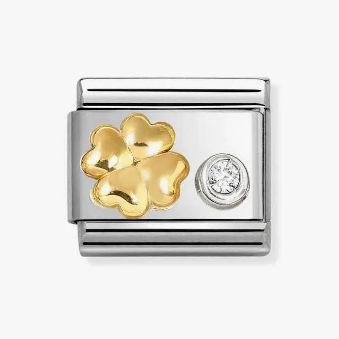 Composable Classic Link, 4-Leaf Clover, CZ set in silver Charm