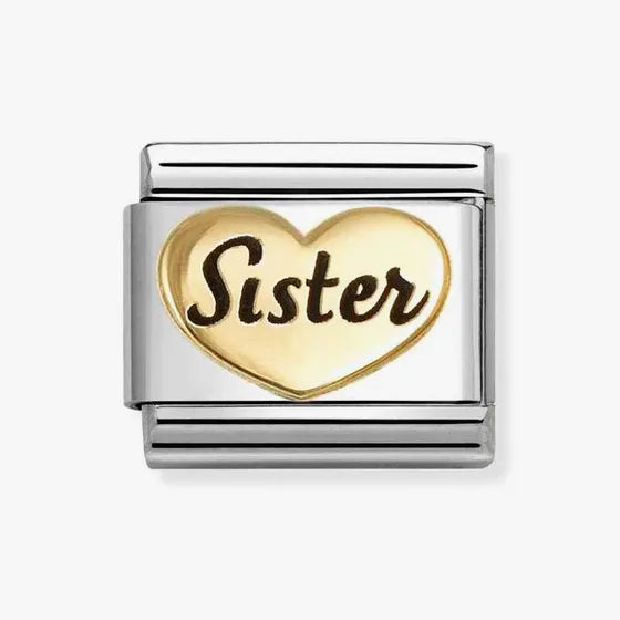 Nomination Classic Gold & Enamel Sister Heart Charm