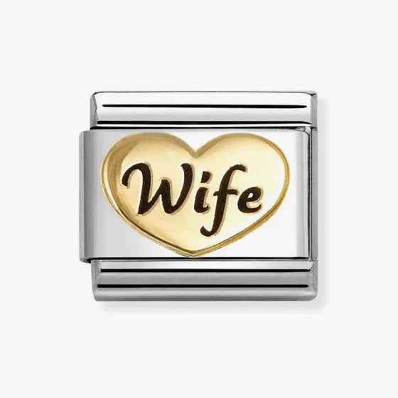 Nomination Classic Gold & Enamel Wife Heart Charm