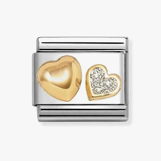 Nomination Classic Gold & Glitter Heart Charm