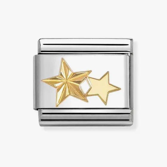 Nomination Classic Gold Diamond Cut Double Star Charm