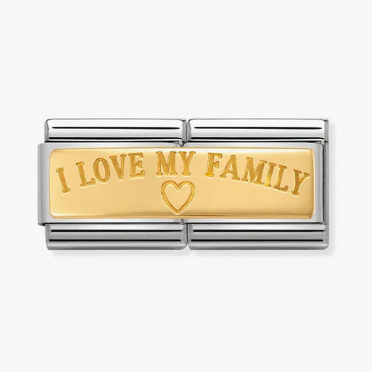 Nomination Composable Classic DOUBLE I LOVE MY FAMILY CHARM steel and 18K gold