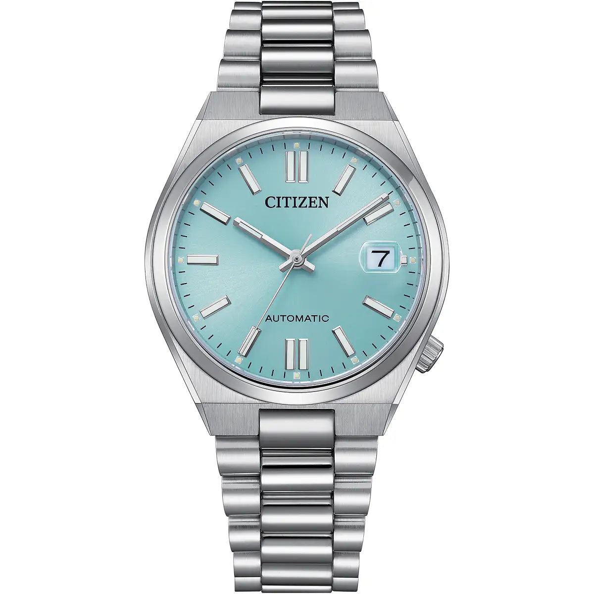 CITIZEN TURQUOISE DIAL GENTS AUTOMATIC STAINLESS STEEL WATCH