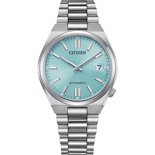 CITIZEN TURQUOISE DIAL GENTS AUTOMATIC STAINLESS STEEL WATCH