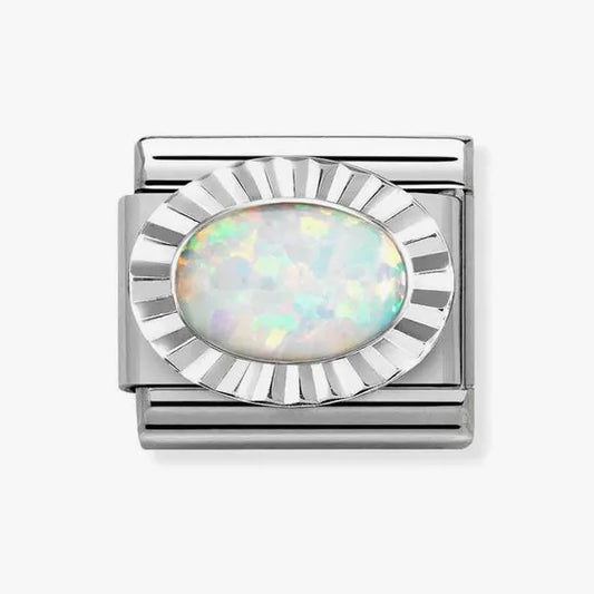 NOMINATION COMPOSABLE LINK, WHITE OPAL AND STERLING SILVER