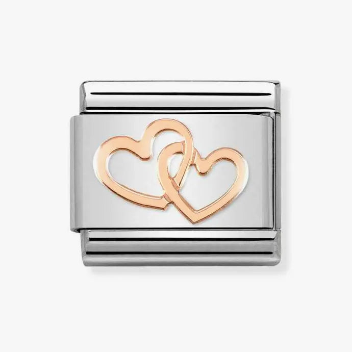 NOMINATION COMPOSABLE LINK, ROSE GOLD HEARTS INTERTWINED