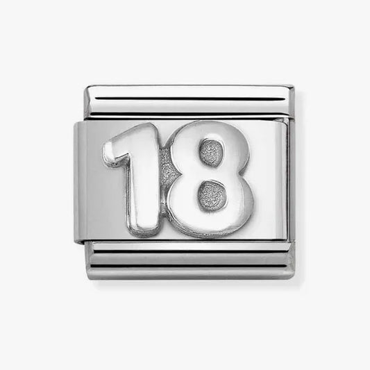 NOMINATION COMPOSABLE CLASSIC LINK, NUMBER 18, SILVER CHARM