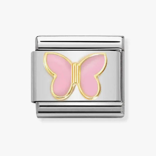 Nomination Composable Classic Link Pink Butterfly in 18k Gold