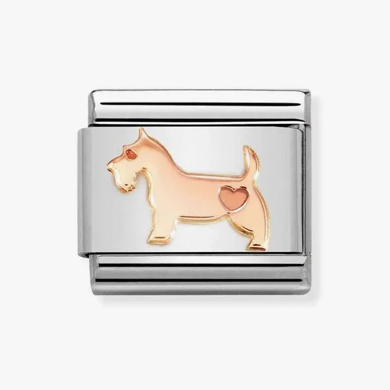 CLASSIC ROSE GOLD DOG CHARM WITH HEART DETAIL