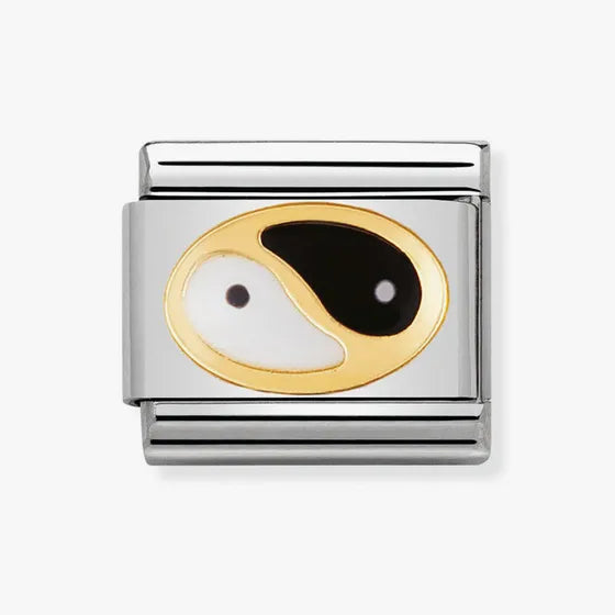 COMPOSABLE Classic DAILY LIFE Ying Yang in stainless steel with enamel and 18k gold
