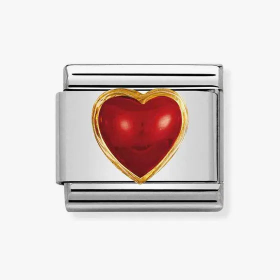 Nomination Classic Gold Red Coral Heart Charm