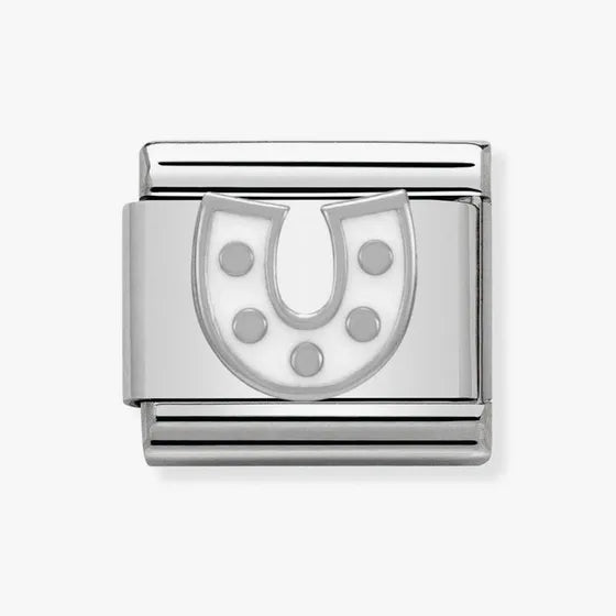 Nomination Classic Silver White Enamel Horseshoe Charm