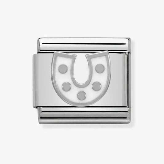 Nomination Classic Silver White Enamel Horseshoe Charm
