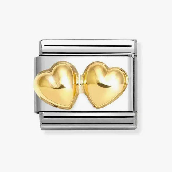 Nomination Gold Double Rounded Hearts