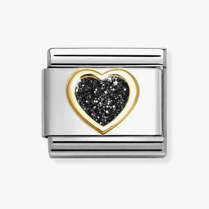 NOMINATION COMPOSABLE CLASSIC LINK, HEART, BLACK GLITTER CHARM
