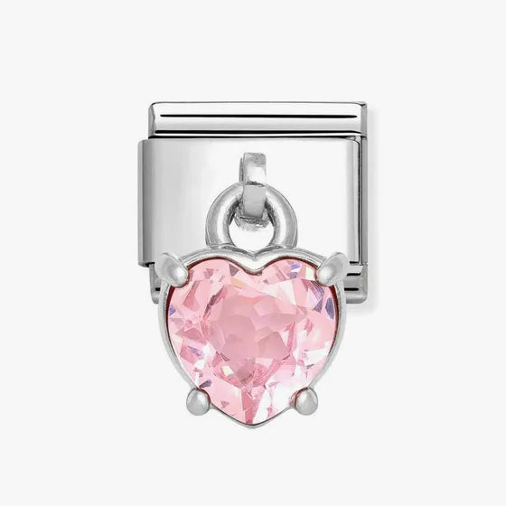 Composable Classic Link, Pendant Heart Cut Stone, Pink Charm