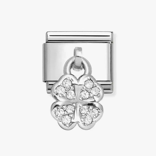 NOMINATION CLASSIC SILVERSHINE DROP 4 LEAF CLOVER CHARM WITH ZIRCONIA DETAIL