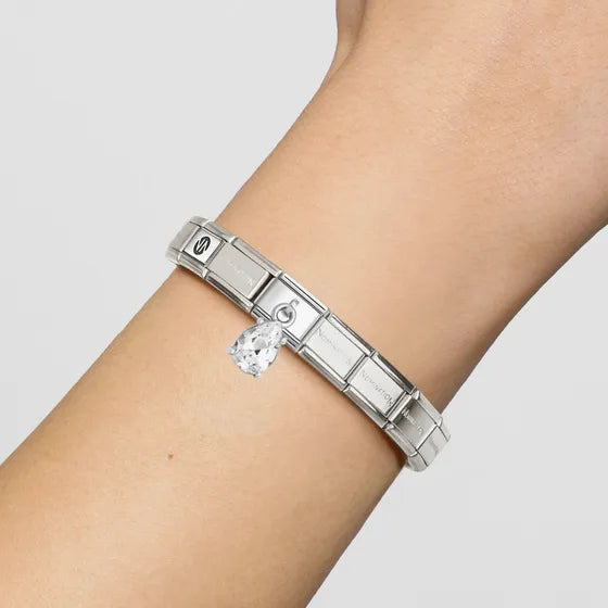 Nomination Composable Classic Link, Pendant Drop Pear Cut Stone, White Charm