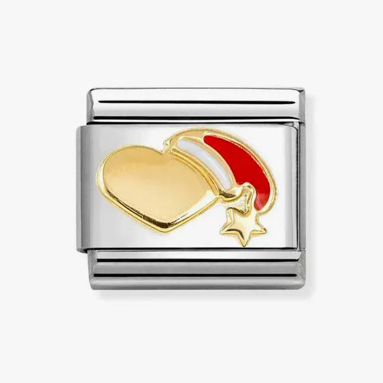 GOLD HEART WITH SANTA HAT NOMINATION CHARM