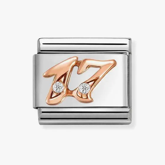 Rosegold No.17 CZ Nomination Charm
