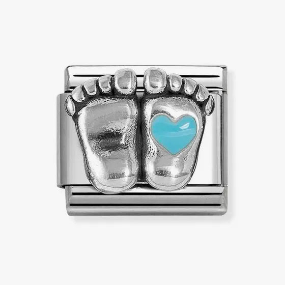 Composable Classic Link, Baby Feet, Light Blue Heart