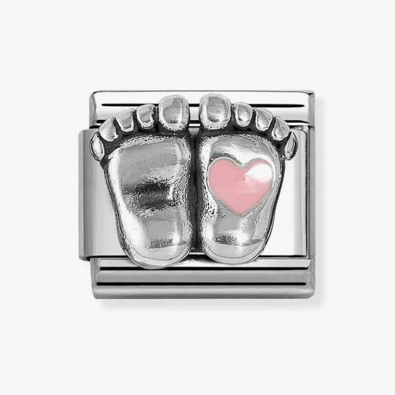 Composable Classic Link, Baby Feet, Pink Heart charm