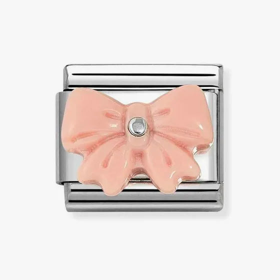Nomination Composable Classic Link, Bow, Pink Synthetic Stone charm