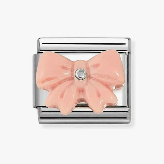 Nomination Composable Classic Link, Bow, Pink Synthetic Stone charm