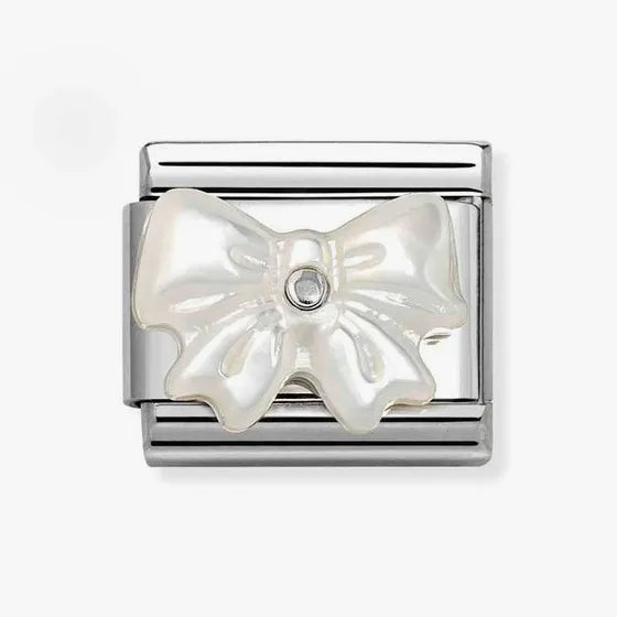 Nomination Classic Silver White Mother of Pearl Bow Charm