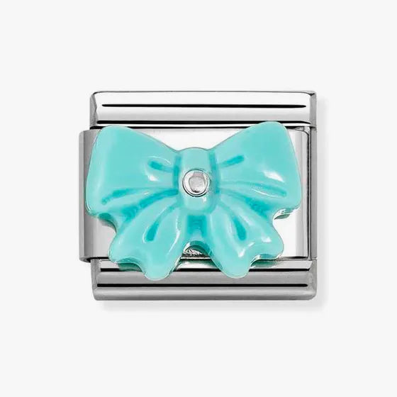 Nomination Composable Classic Link, Bow, Turquoise Synthetic Stone charm
