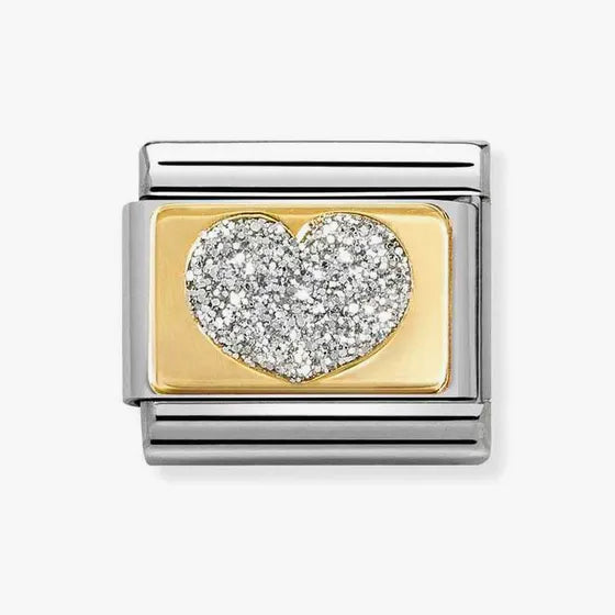 Nomination Classic Gold Glitter Silver Heart Charm