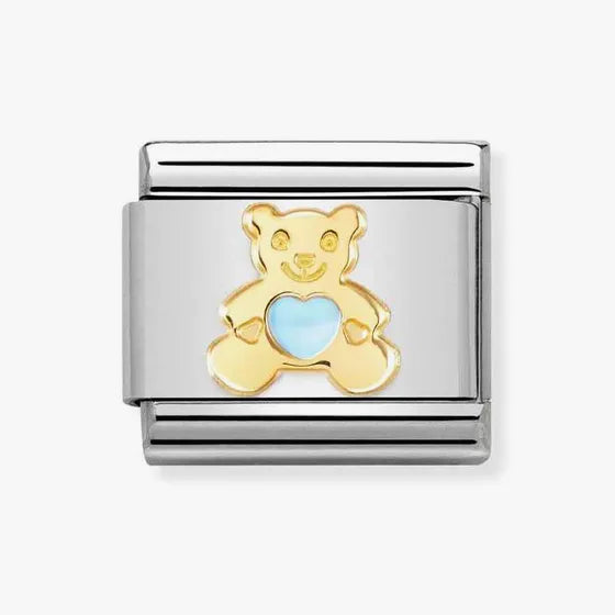 Nomination Classic Gold Blue Teddy Bear Charm