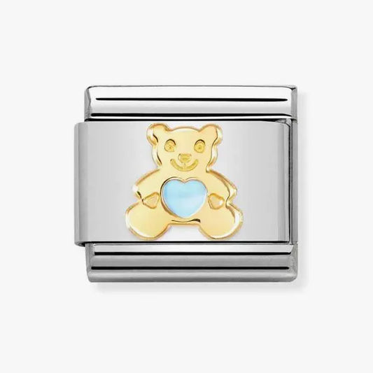Nomination Classic Gold Blue Teddy Bear Charm