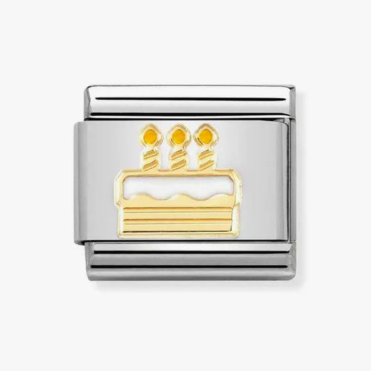 NOMINATION COMPOSABLE LINK, GOLD BIRTHDAY CAKE CHARM