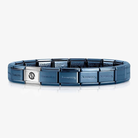 Composable Classic Blue Stainless Steel Base Nomination Bracelet