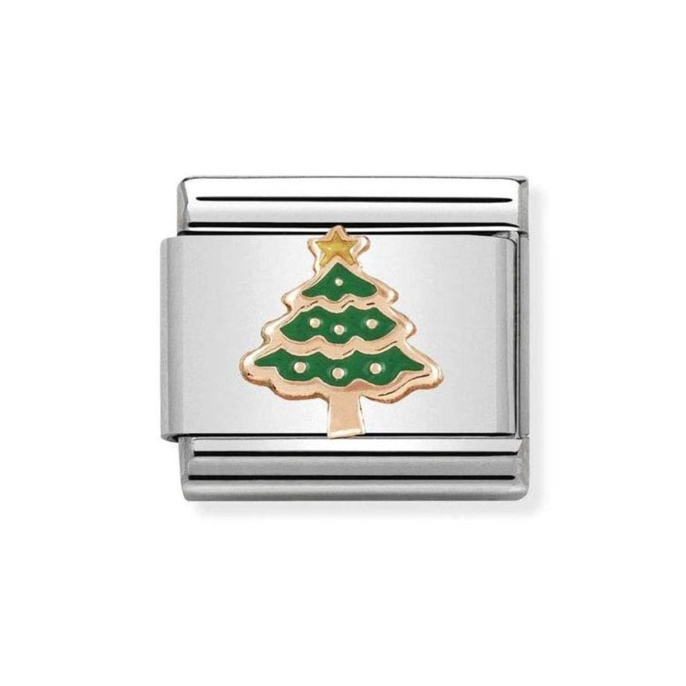 Composable Link, Rose Gold Christmas Tree Charm