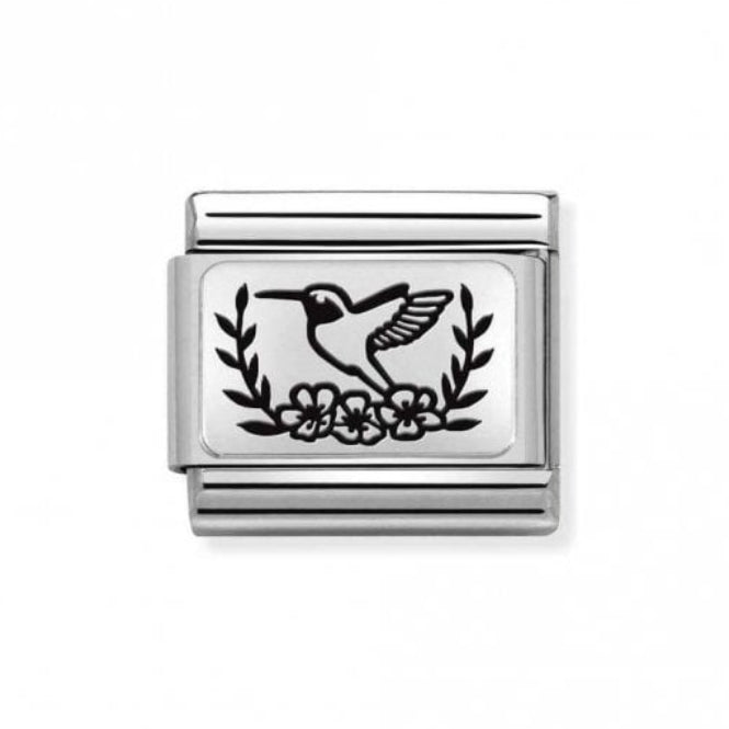 Nomination Composable Classic Link Hummingbird With Flowers Silver