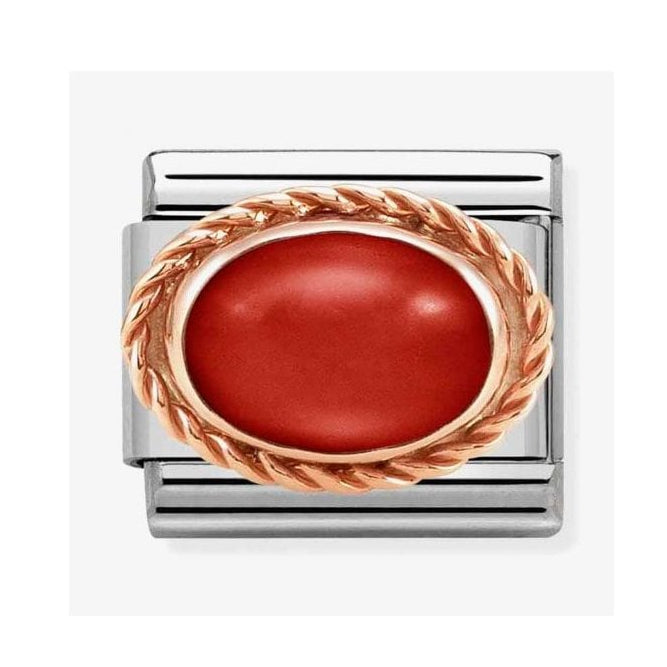 Nomination Rose Gold Red Coral Oval Charm