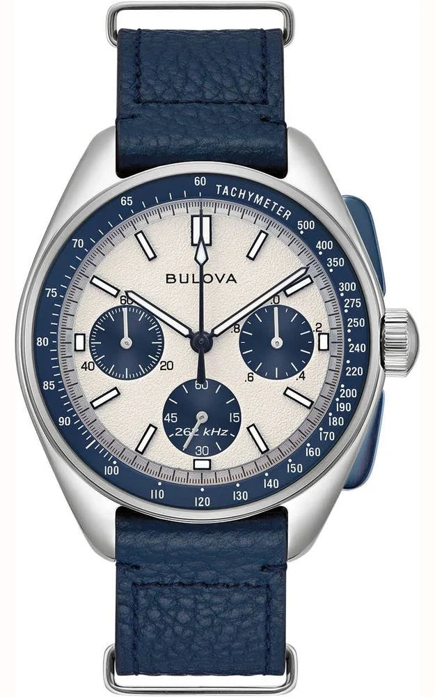 Bulova Lunar Pilot Chronograph Gents Stainless Steel with Interchangable Blue Leather Strap