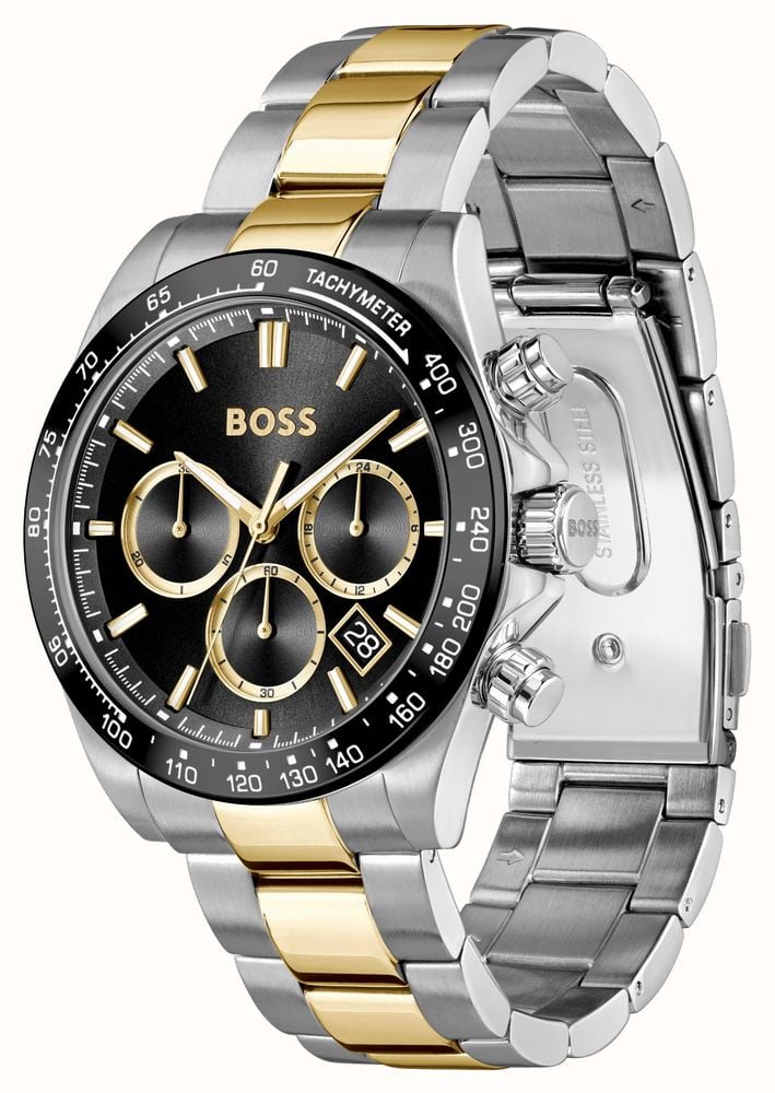 BOSS BLACK DIAL CHRONOGRAPH GENTS TWO-TONED WATCH